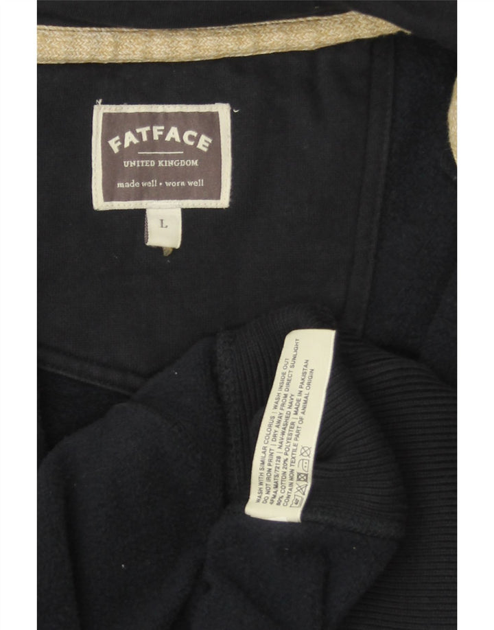 FAT FACE Suéter con capucha y cremallera para hombre, tamaño grande, algodón azul marino