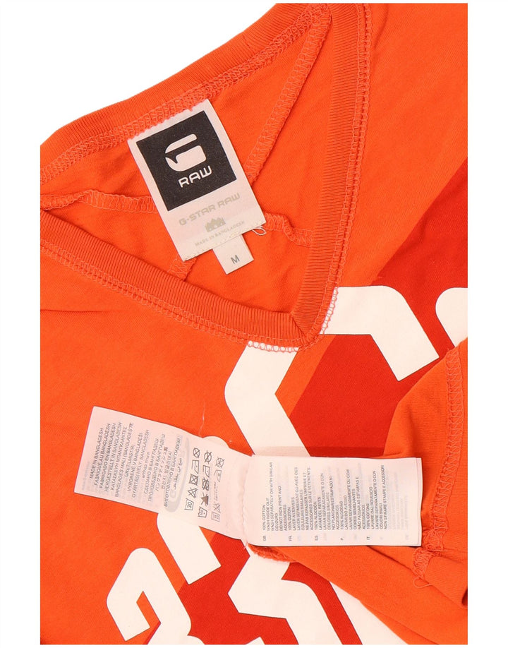G-Star Hombre Camiseta Gráfica Top Algodón Naranja Mediano