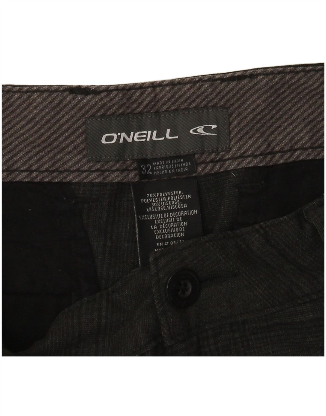 O'NEILL Pantalones cortos chinos para hombre W32 Poliéster a cuadros gris medio