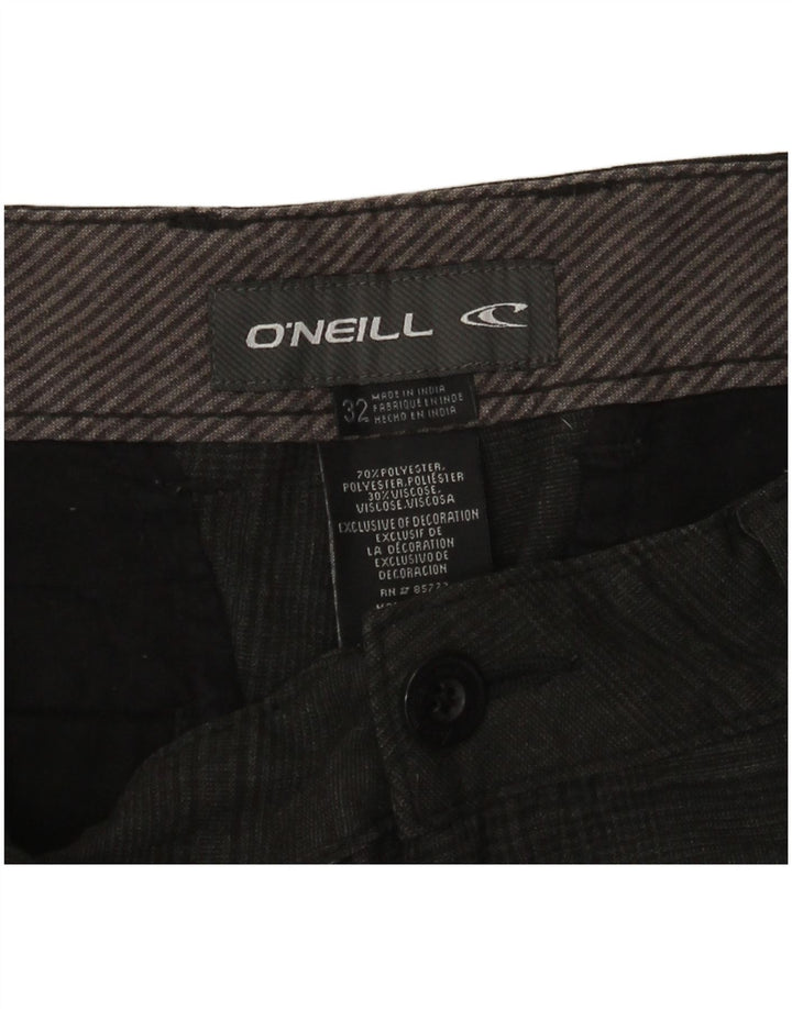 O'NEILL Pantalones cortos chinos para hombre W32 Poliéster a cuadros gris medio
