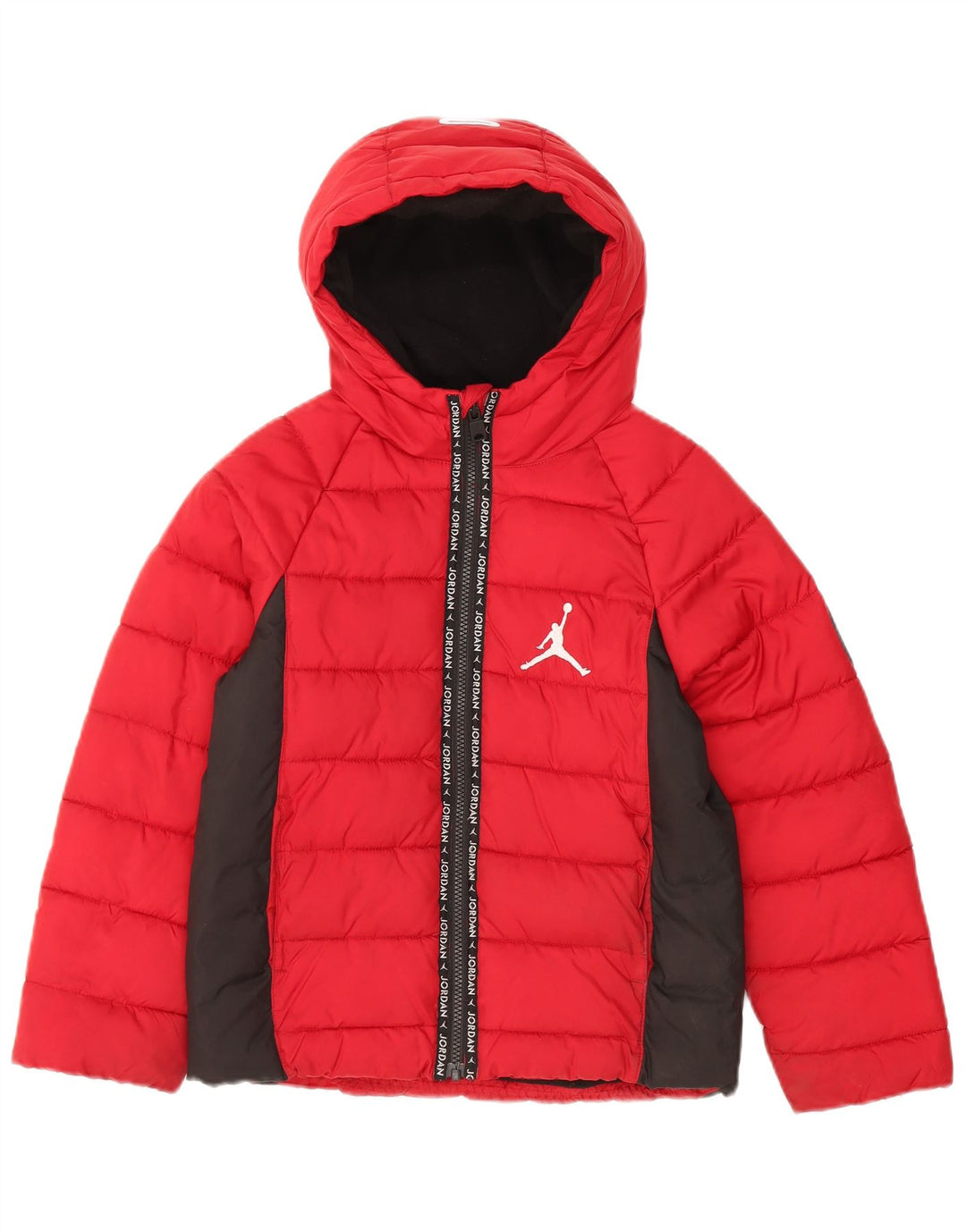 Jordan Chaqueta acolchada con capucha y gráfico para niños 8-9 años, talla pequeña, color rojo