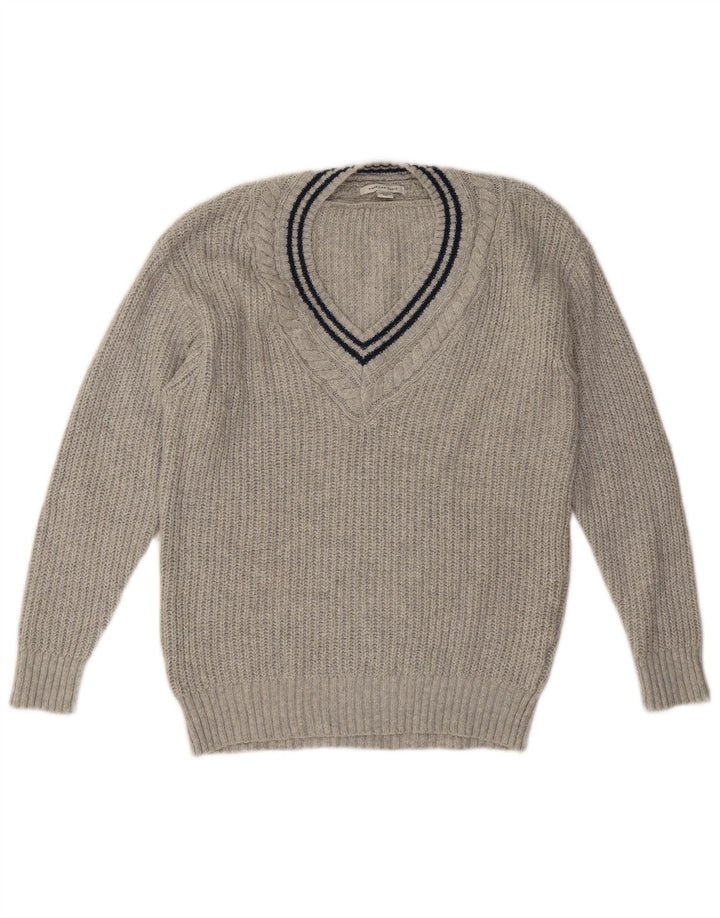 American Eagle - Jersey con cuello en V para hombre, talla pequeña, algodón gris