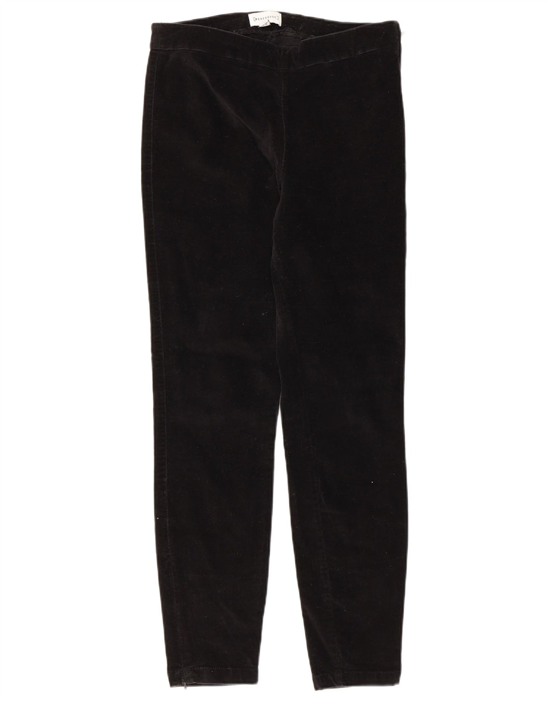 WAREHOUSE Pantalones casuales de terciopelo delgados para mujer UK 10 Small W30 L27 Negro