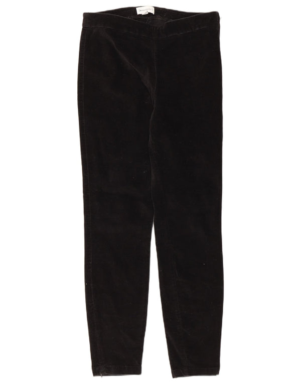 WAREHOUSE Pantalones casuales de terciopelo delgados para mujer UK 10 Small W30 L27 Negro