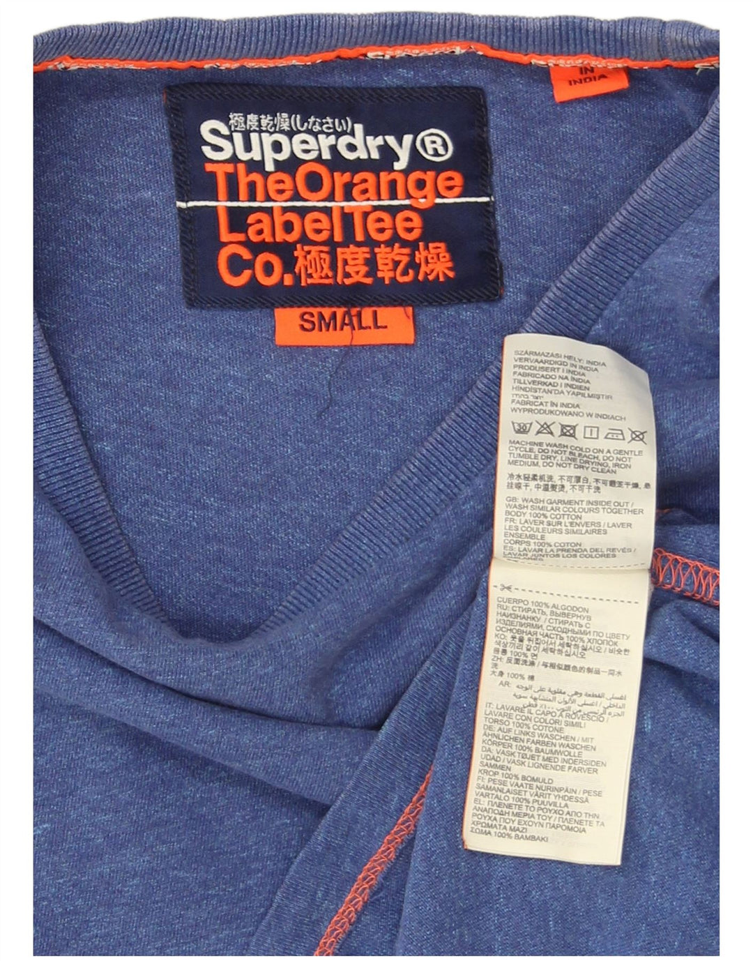 Superdry Camiseta para hombre Top Small de algodón moteado en azul
