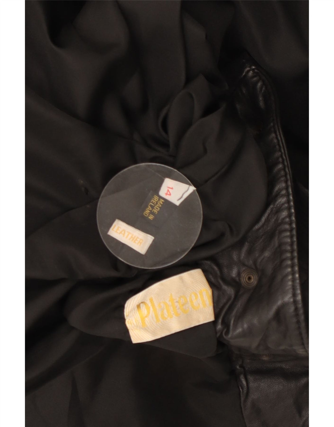 VINTAGE Chaqueta de cuero de gran tamaño para mujer Reino Unido 14 Cuero negro grande