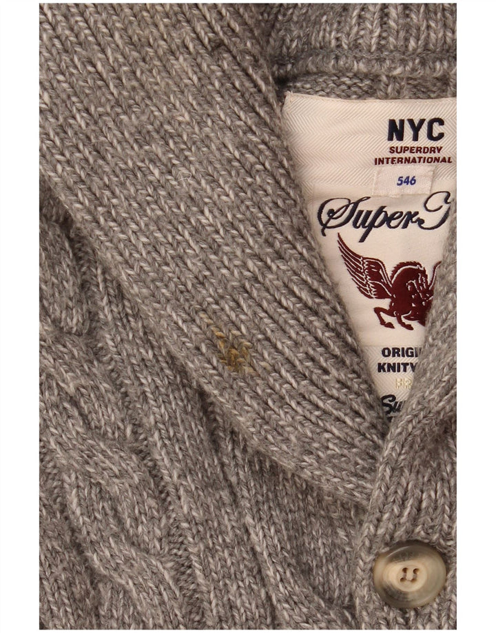 Superdry Hombre Cárdigan Suéter Acrílico Moteado Gris Medio