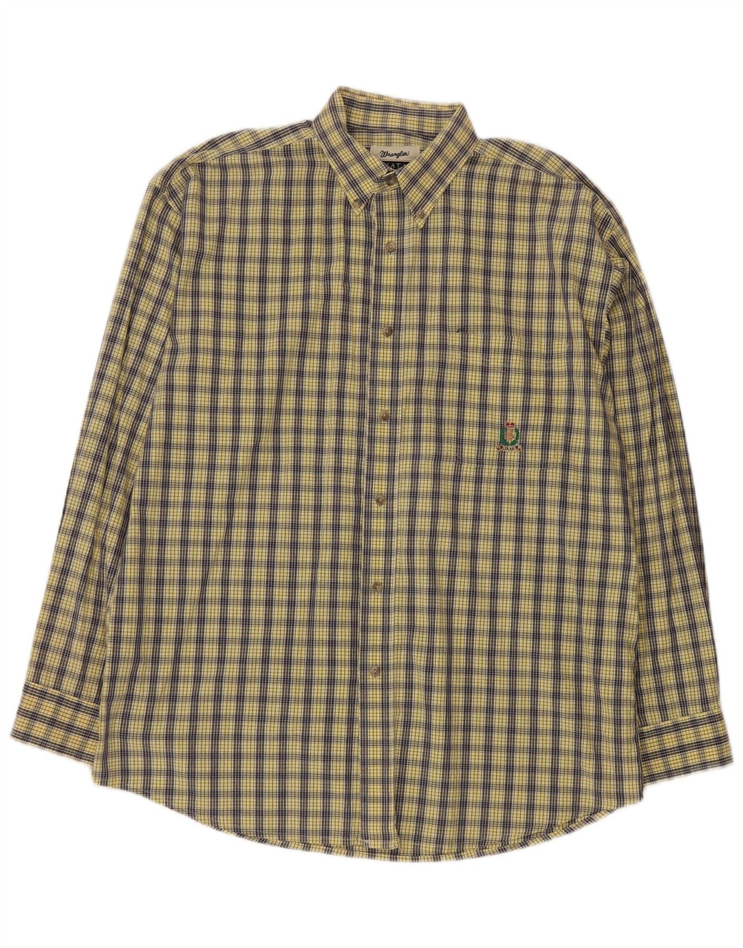 Wrangler Camisa Riata para hombre talla 16 1/2 grande a cuadros amarillos