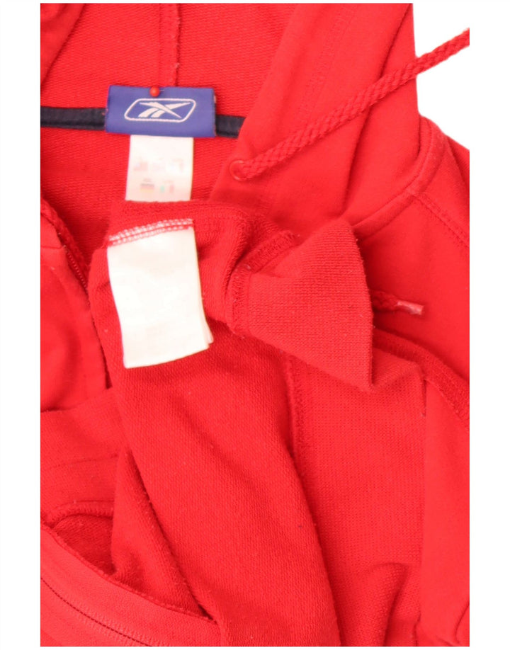 Reebok Sudadera con capucha y cremallera gráfica para mujer UK 14 Mediano Rojo Poliéster