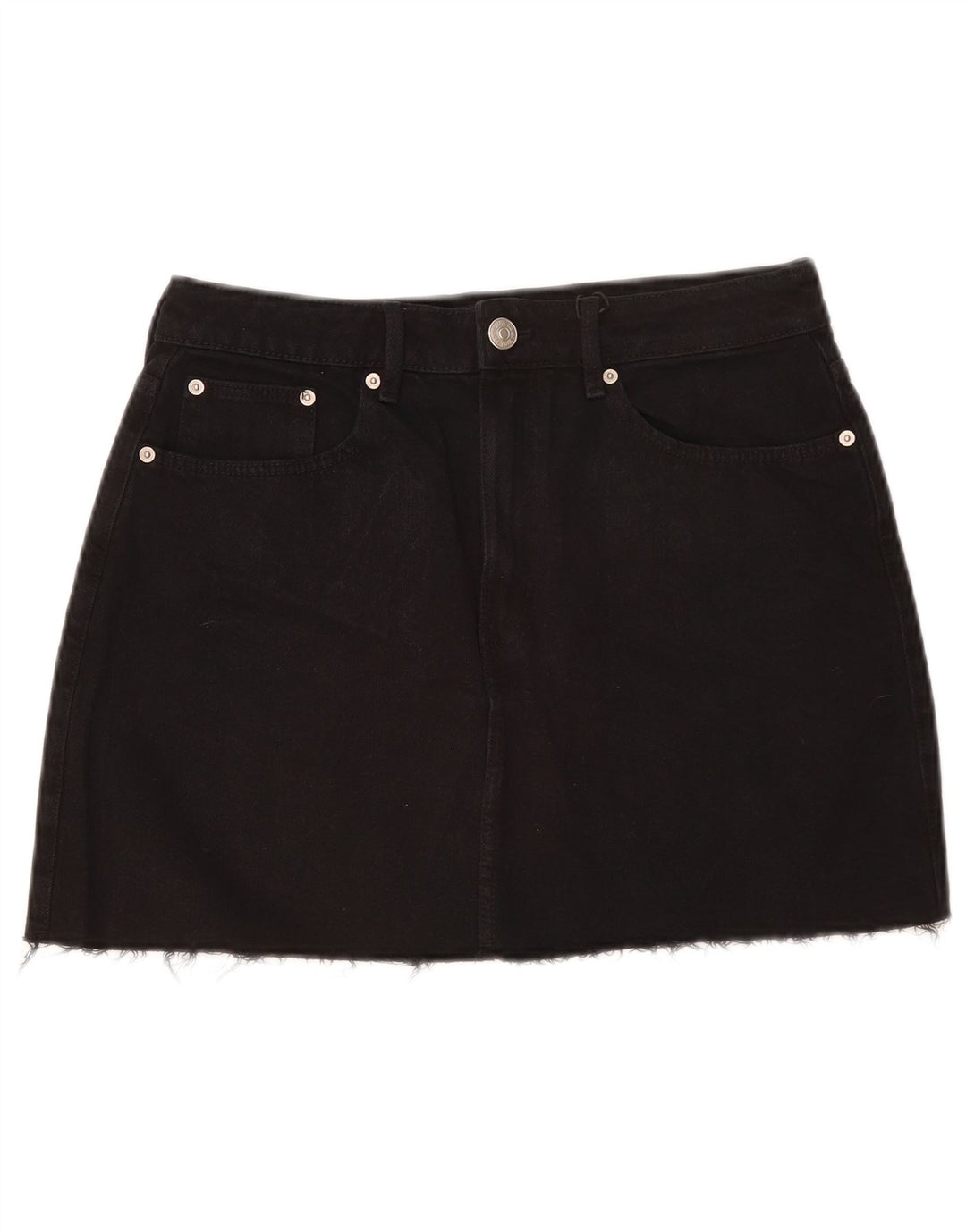 Zara Mujer Falda Vaquera Grande W30 Algodón Negro