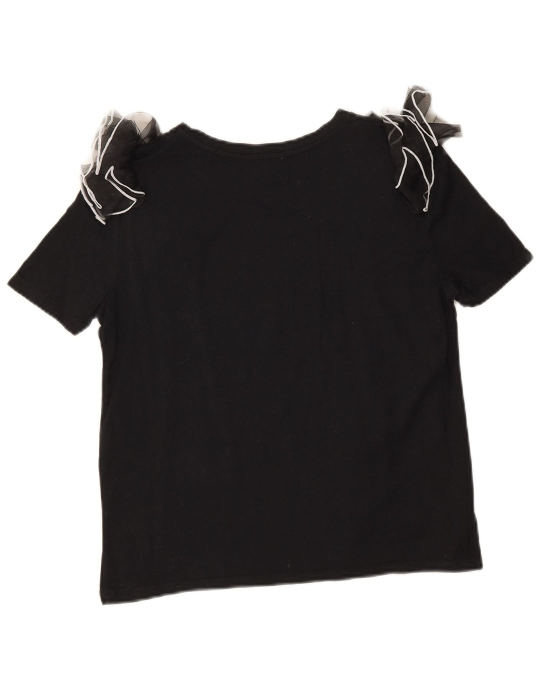 Zara Mujer Blusa Top Reino Unido 10 Pequeño Algodón Negro