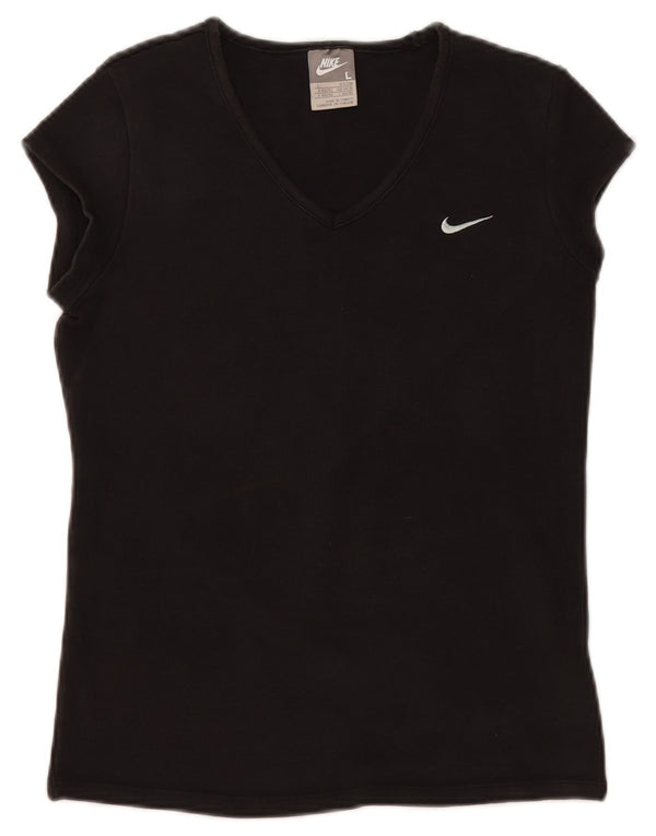 NIKE Camiseta Mujer Top UK 14/16 Grande Negro Algodón