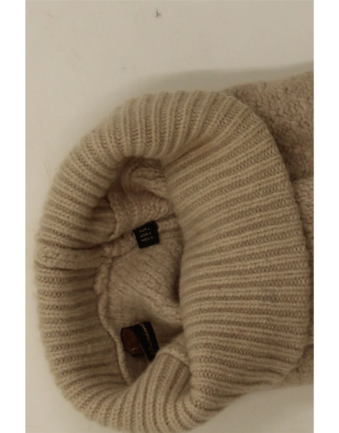 Massimo Dutti Jersey con cuello vuelto para mujer UK 44 Large Beige Geométrico