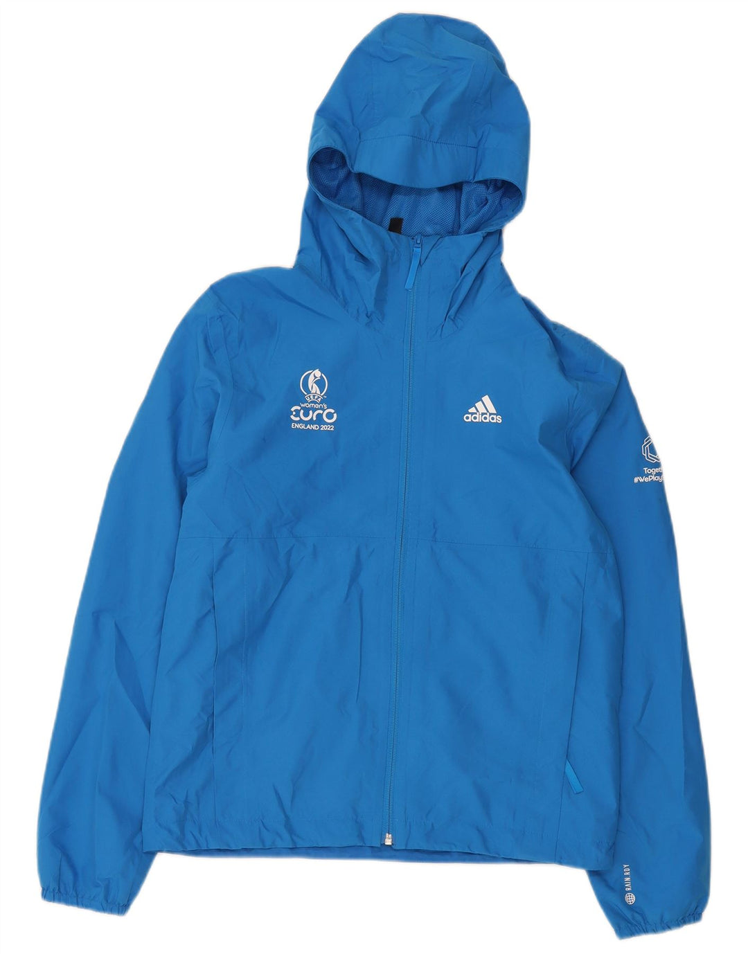 Adidas Chaqueta impermeable con capucha gráfica para hombre UK 34 XS Poliéster azul