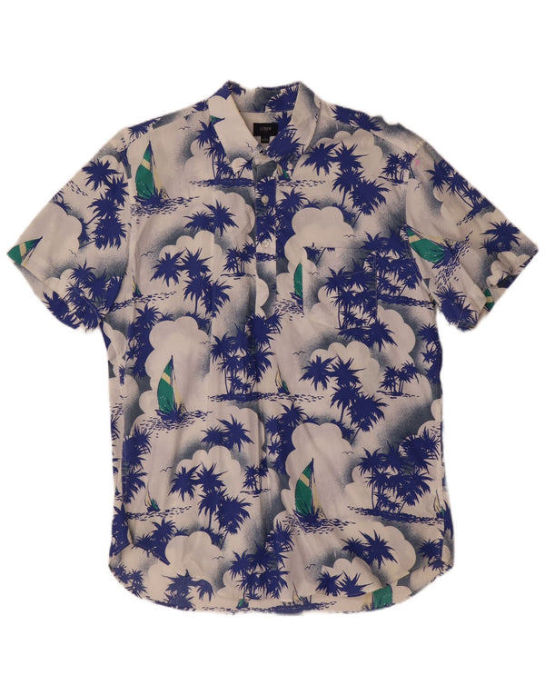 J. Crew Camisa gráfica de manga corta para hombre, talla grande, algodón azul hawaiano