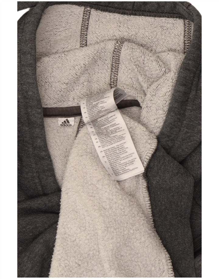 Adidas Hombre Sudadera Con Capucha Jumper Pequeño Gris Algodón