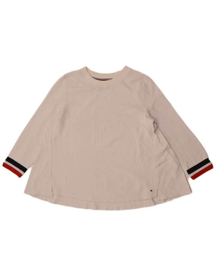 Tommy Hilfiger Top para mujer manga 3/4 UK 10 Small White Stripes