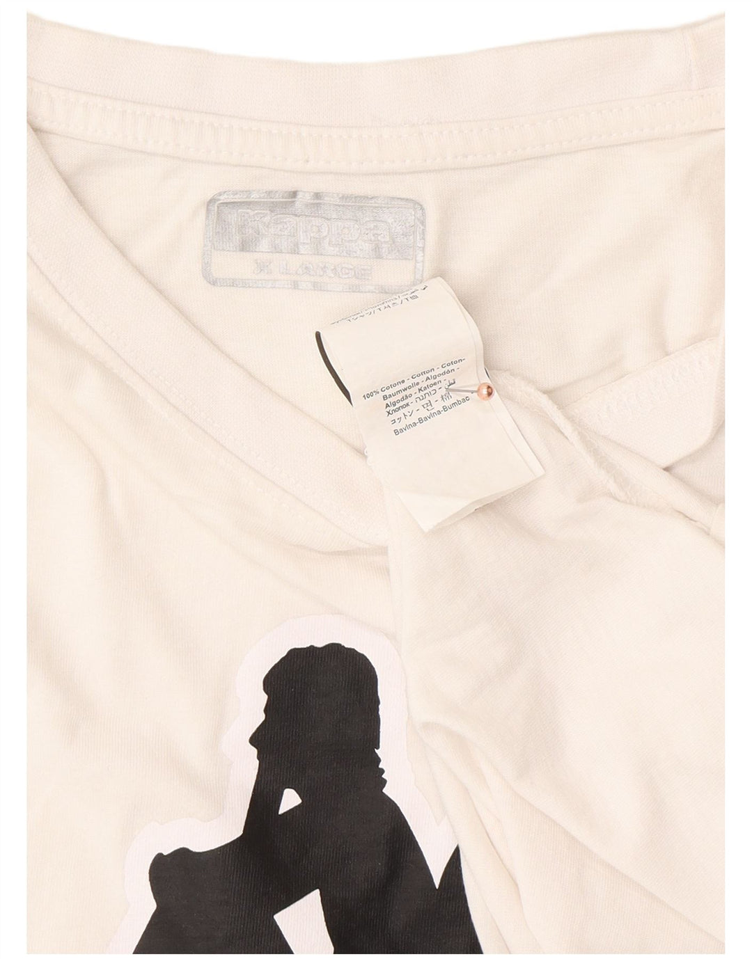 KAPPA Camiseta gráfica para hombre Top XL Algodón blanco