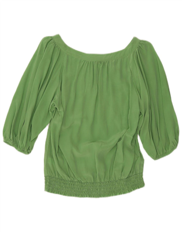 Monsoon Blusa de manga 3/4 para mujer UK 42 Seda verde medio