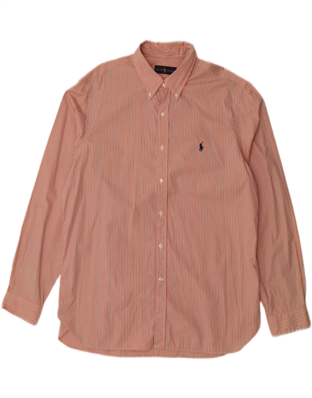 RALPH LAUREN Camisa para hombre Talla 17 XL Algodón a rayas naranja