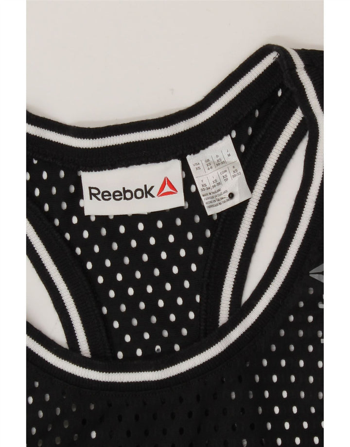 Reebok Top sin mangas gráfico transparente para mujer UK 4/6 XS Poliéster negro