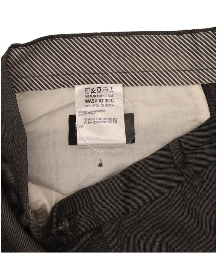 Marks & Spencer Pantalón de traje recto para hombre W34 L33 Poliéster gris