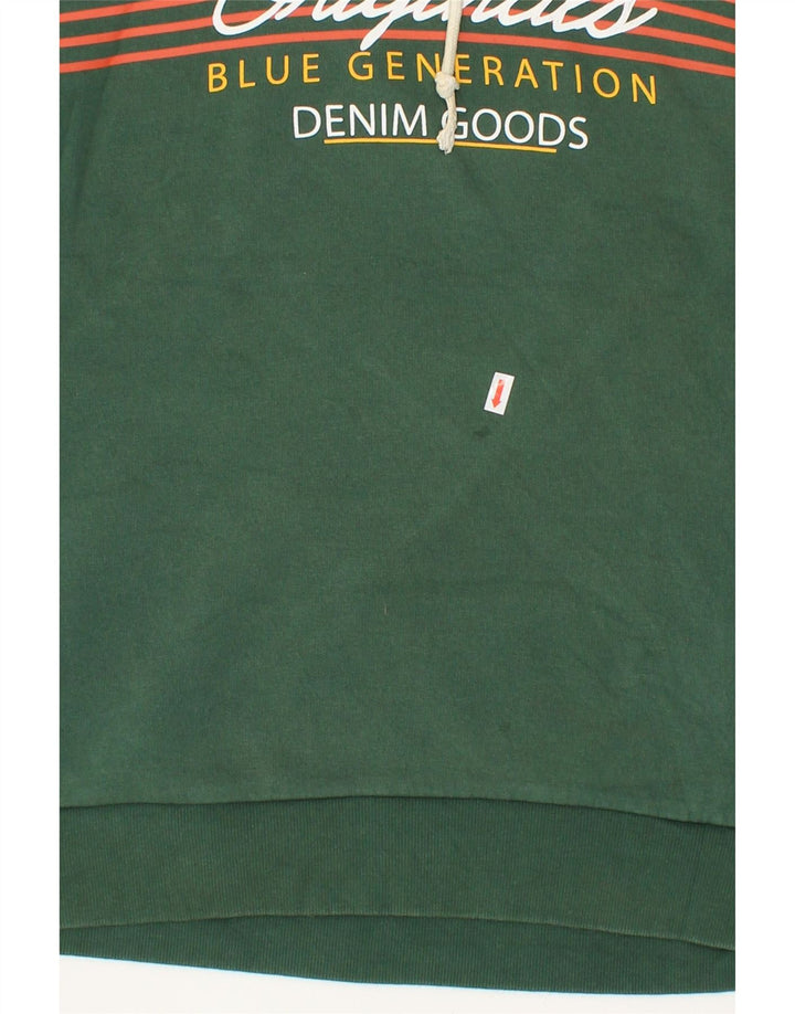 JACK & JONES Mens Graphic Hoodie Jumper Medium Green Cotton Vintage Jack & Jones and Second-Hand Jack & Jones from Messina Hembry 