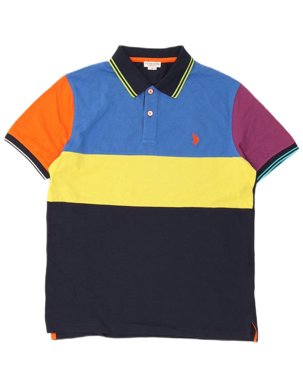 Asociación de Polo de EE. UU. Polo para hombre de algodón con bloques de color multicolor pequeño