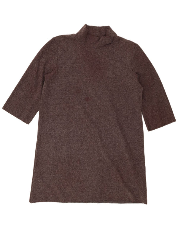 Zara Vestido tipo jersey de manga 3/4 para mujer UK 46 Grande Poliéster marrón