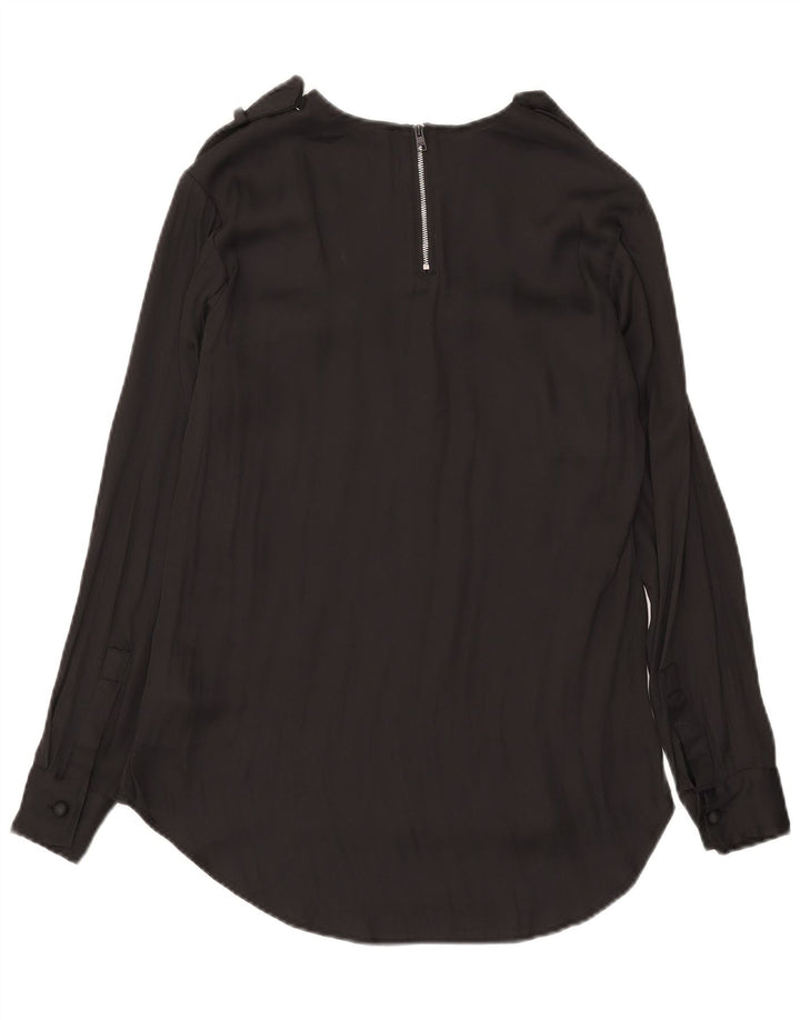 Replay Blusa extragrande de manga larga para mujer UK 2 2XS Poliéster negro