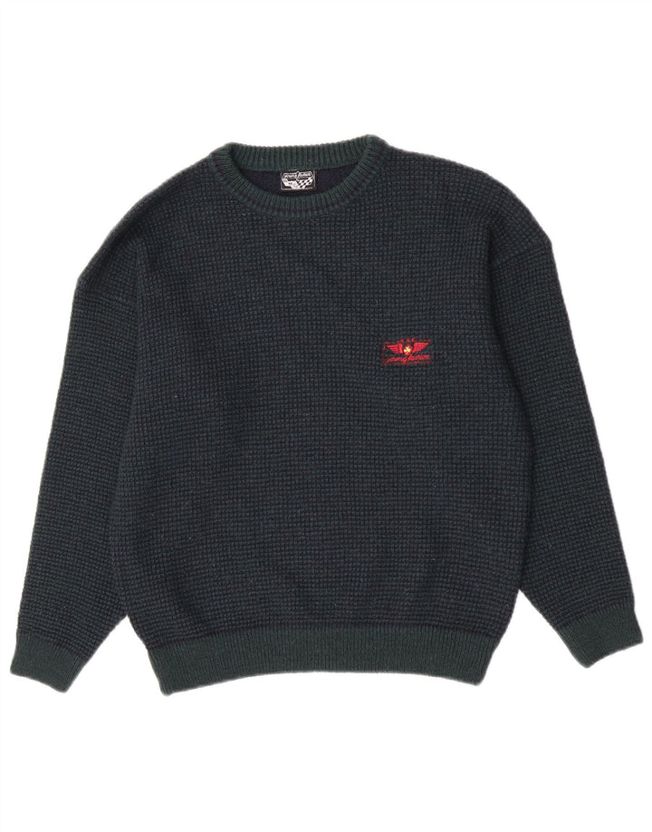 Vintage hombres cuello redondo jersey suéter IT 48 pequeño verde