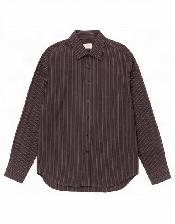 Camisa Trussardi Hombre Talla 42 16 1/2 Grande Algodón Rayas Negras