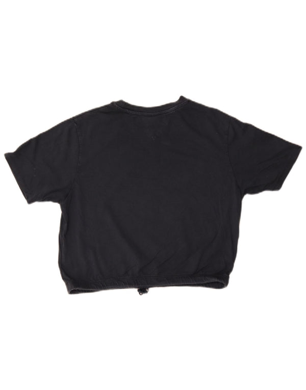 Tommy Hilfiger Camiseta corta con gráfico para mujer Top UK 10 Small Azul marino Algodón