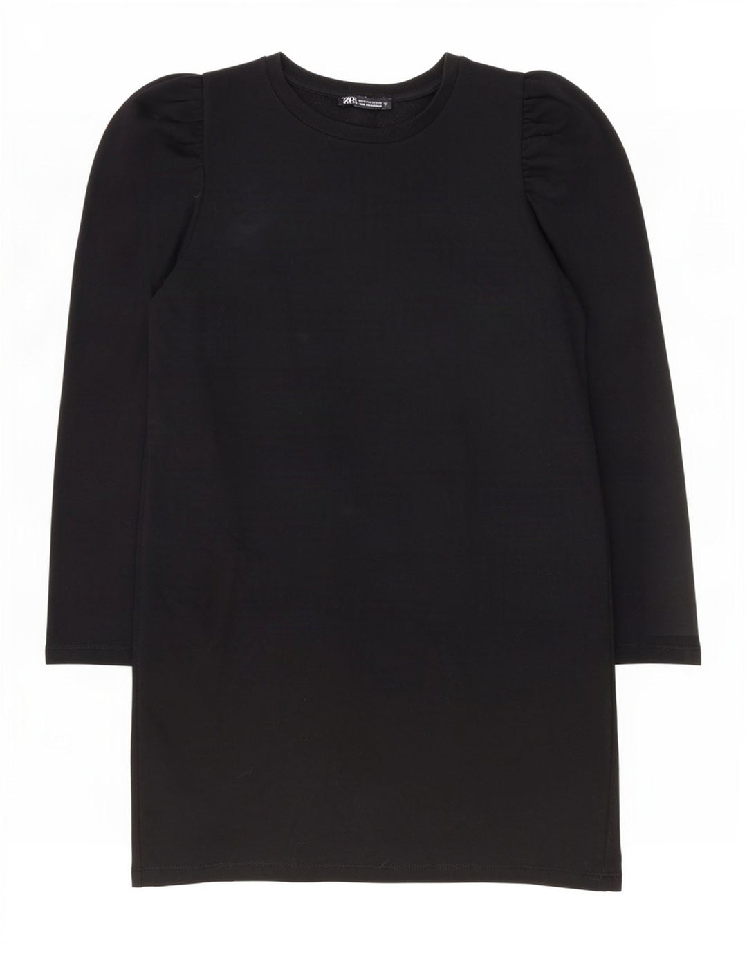 Zara Vestido recto de manga larga para mujer UK 44 Algodón negro mediano