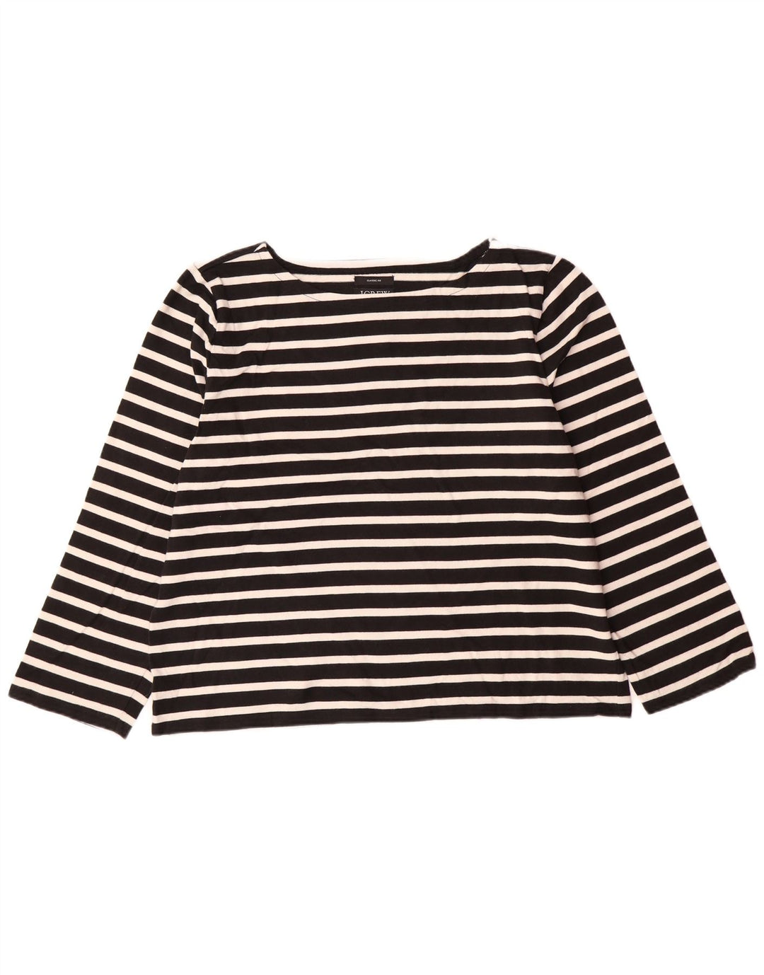 J. CREW Top de corte clásico para mujer, manga 3/4, UK 18 XL, algodón a rayas negras