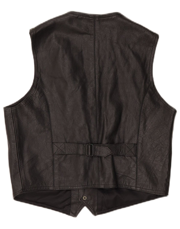 Chaleco de cuero vintage para hombre XS cuero negro