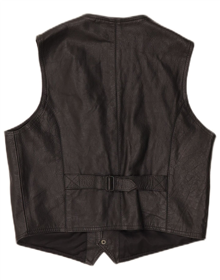 Chaleco de cuero vintage para hombre XS cuero negro