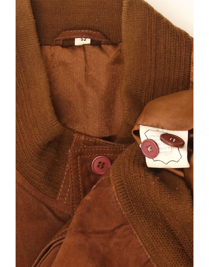 Vintage hombres ante bomber chaqueta IT 52 XL cuero marrón