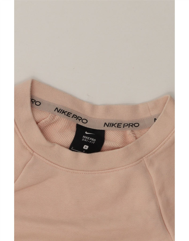 NIKE Womens Oversized Crop Graphic Sweatshirt Jumper UK 10 Small Beige Vintage Nike and Second-Hand Nike from Messina Hembry 