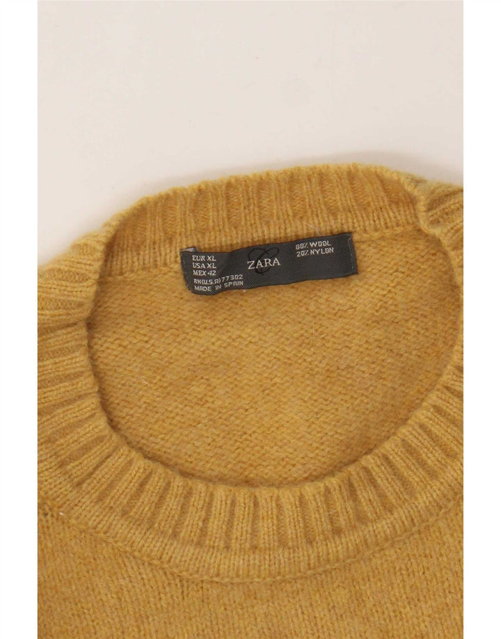 Zara Hombre Jersey Cuello Redondo Jersey XL Lana Amarilla