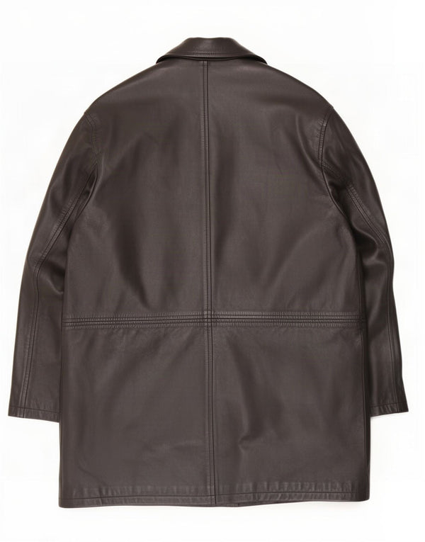Zara Hombre Abrigo De Cuero ES 42 XL Negro