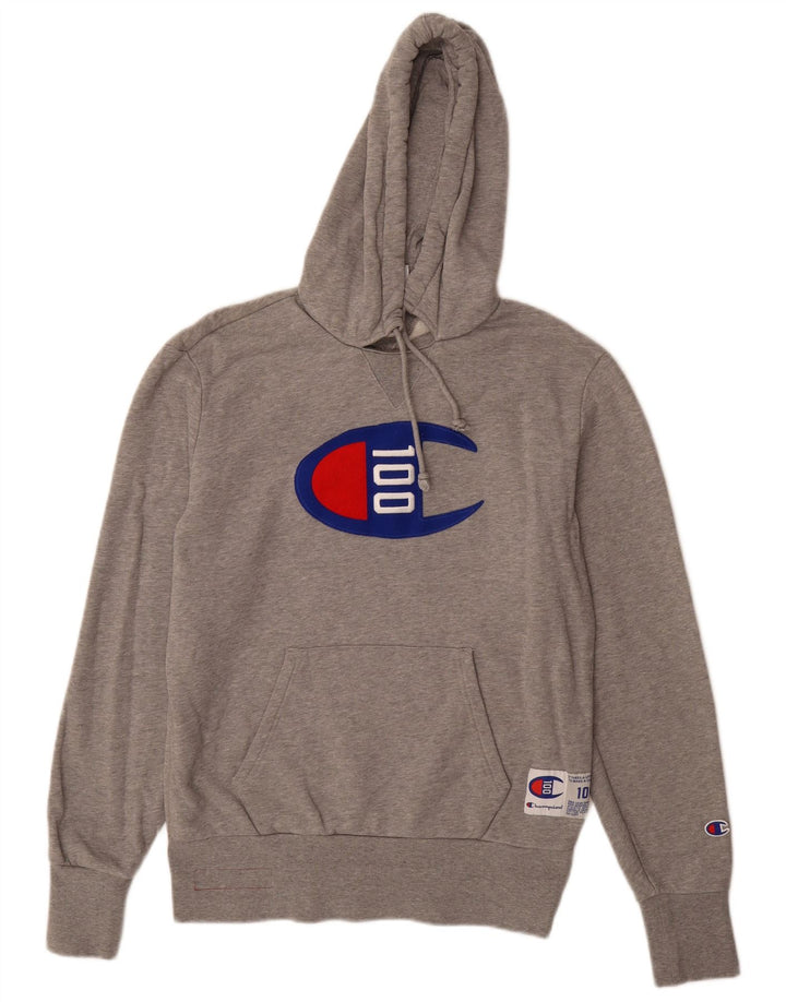 CHAMPION Jersey con capucha gráfica para hombre de algodón gris medio