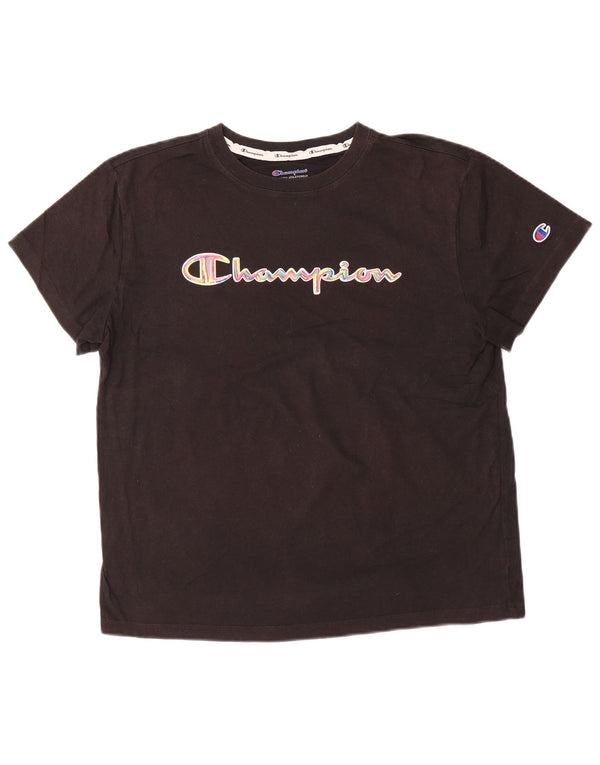 CHAMPION Camiseta gráfica para mujer Top UK 46 Grande Algodón negro