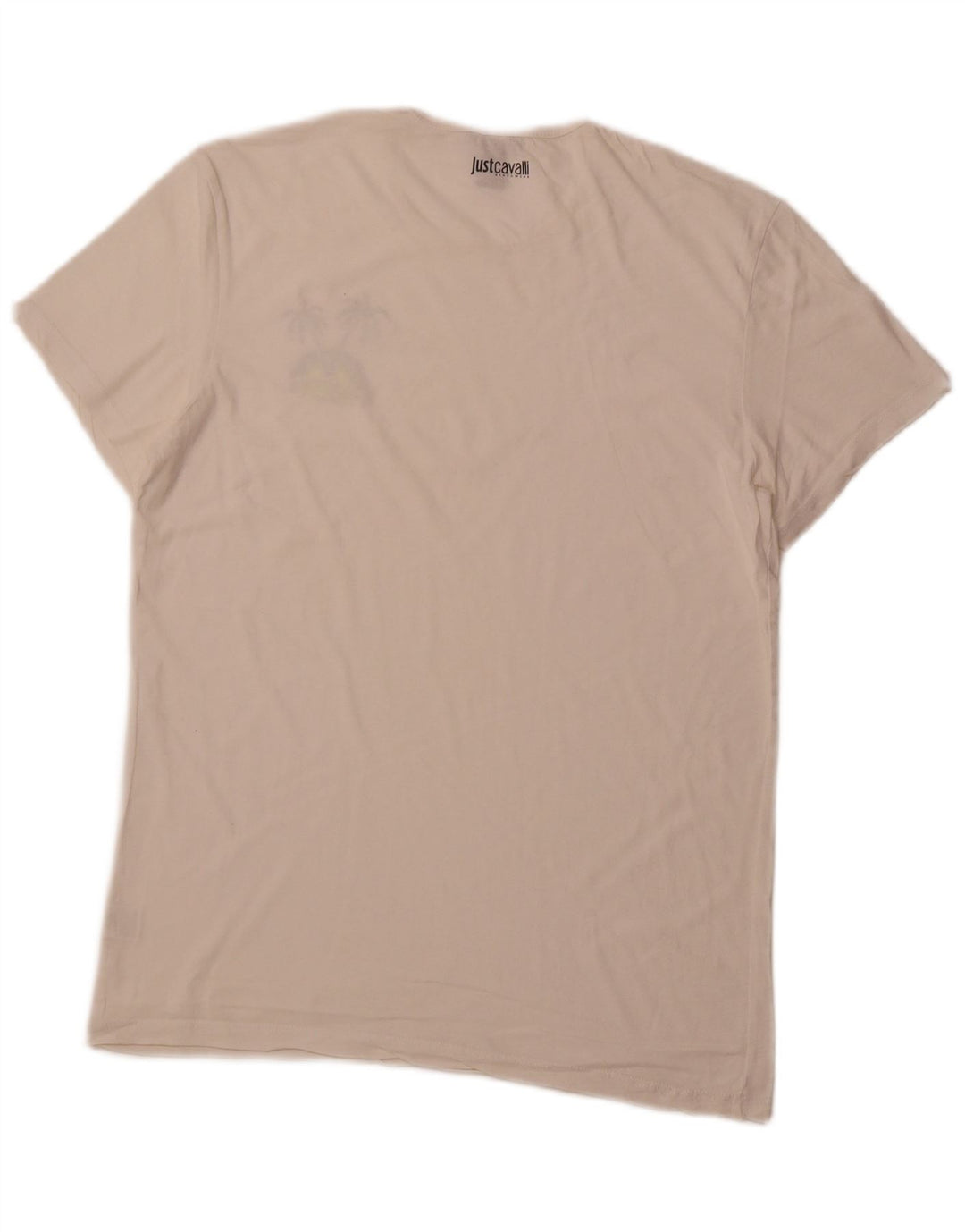 JUST CAVALLI Camiseta Hombre Top Grande Blanco Roto Algodón