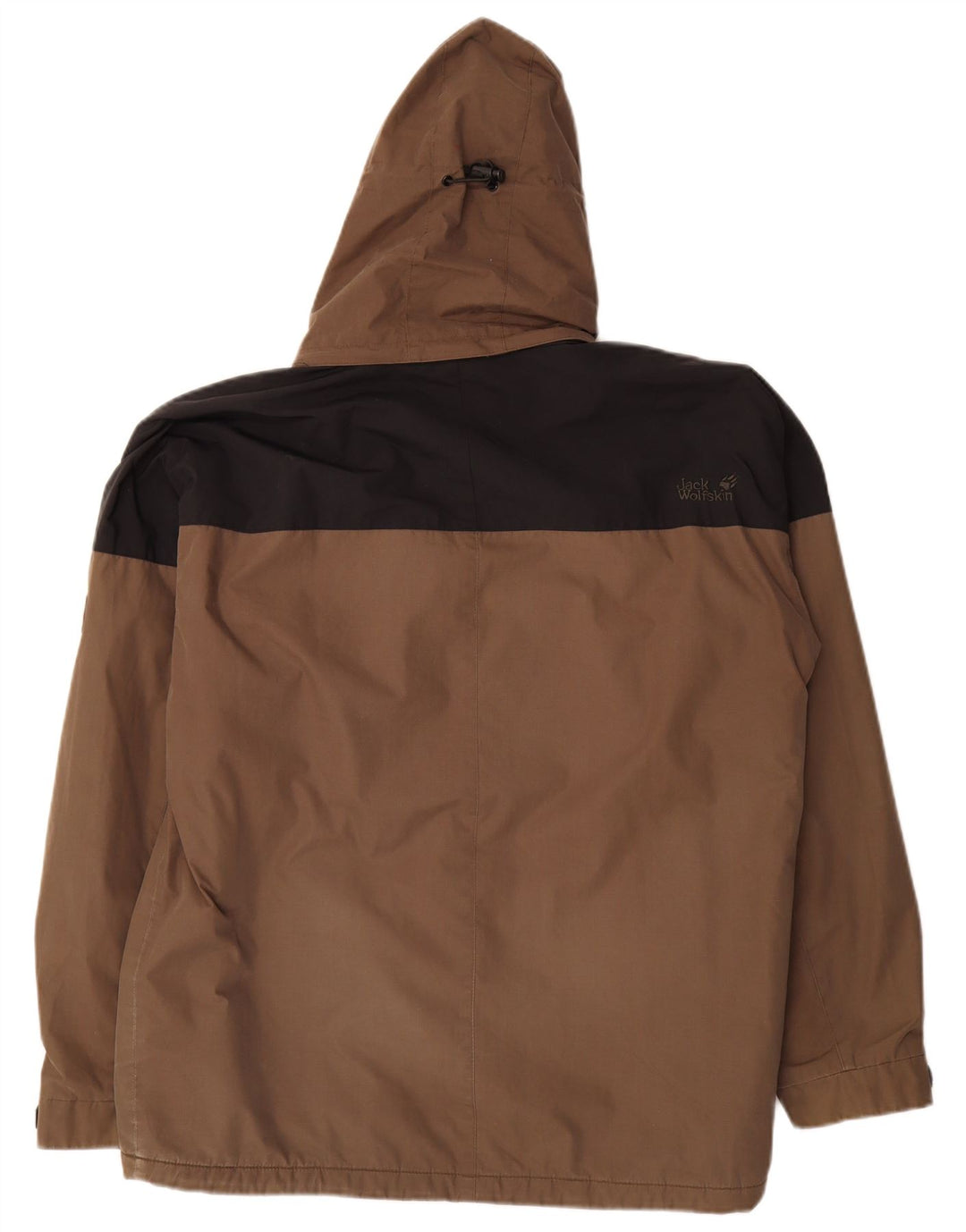 Jack Wolfskin Chaqueta cortavientos con capucha para hombre UK 38 Marrón medio Colorblock