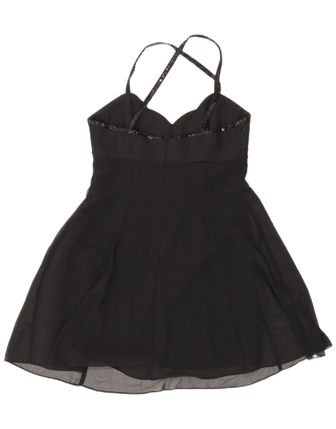 Charlotte Halton Mini vestido halter para mujer UK 40 Mediano Poliéster negro