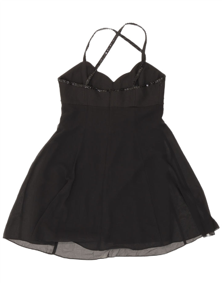 Charlotte Halton Mini vestido halter para mujer UK 40 Mediano Poliéster negro