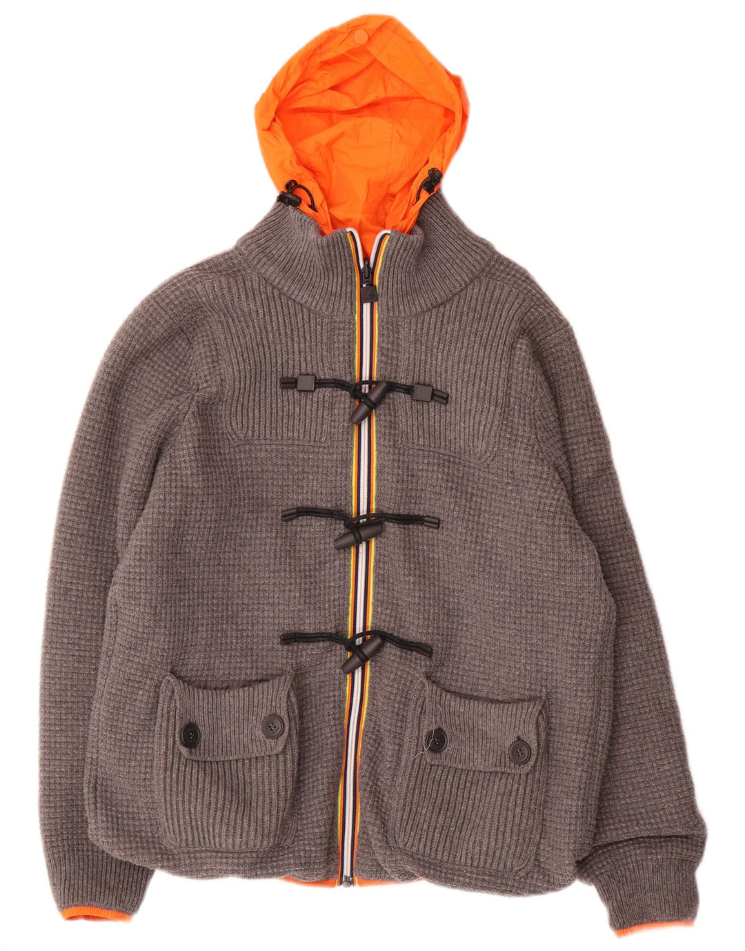 K-WAY Chaqueta reversible con capucha para hombre UK 36 Small Grey Polyamide