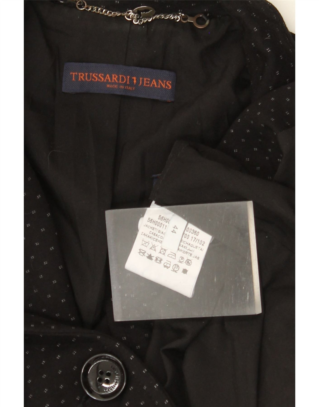 TRUSSARDI JEANS Chaqueta tipo blazer de 1 botón para mujer IT 44 Mediana con lunares negros