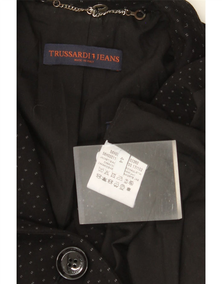 TRUSSARDI JEANS Chaqueta tipo blazer de 1 botón para mujer IT 44 Mediana con lunares negros